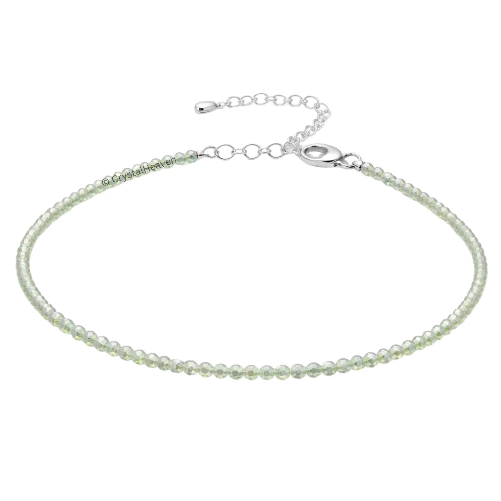 Prehnite Anklet - 2mm Faceted Beads