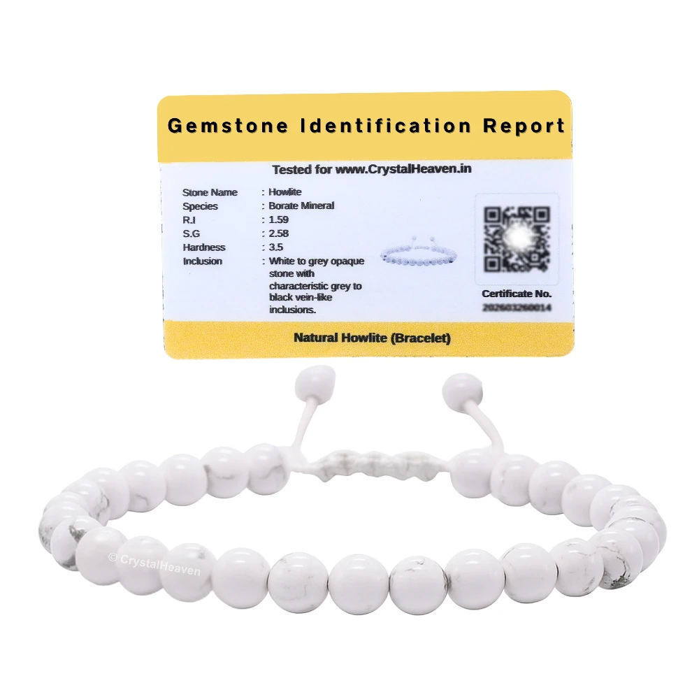 Howlite Healing Crystal Bracelets - 6mm Beads (Adjustable)