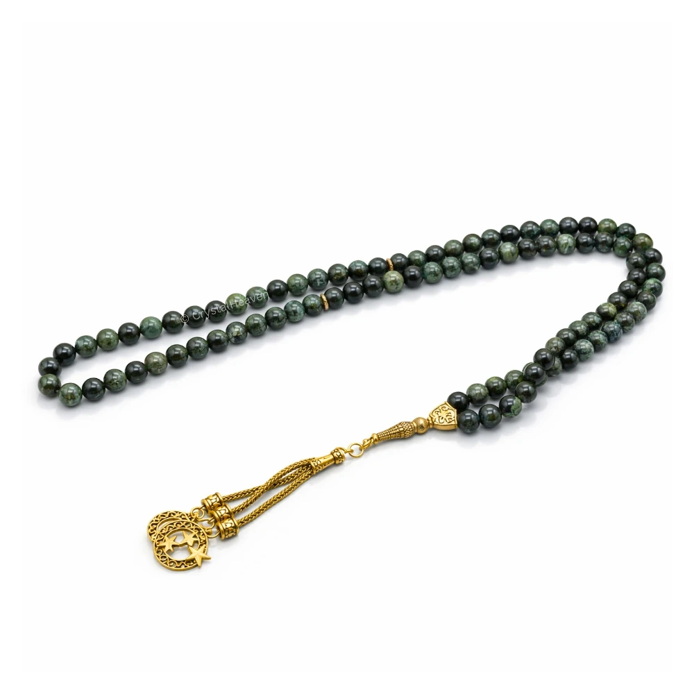 Kambaba Jasper Crystal Tasbih (Gold)