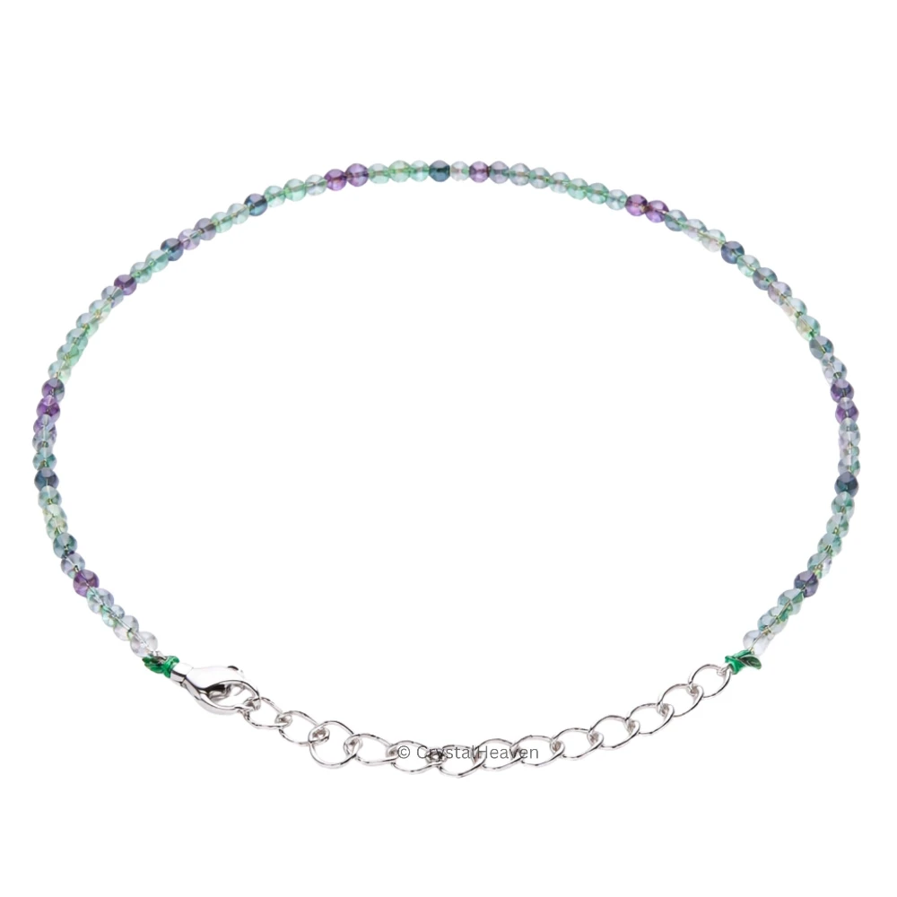 Green Fluorite Bracelets - 2mm Faceted Beads (Silver)