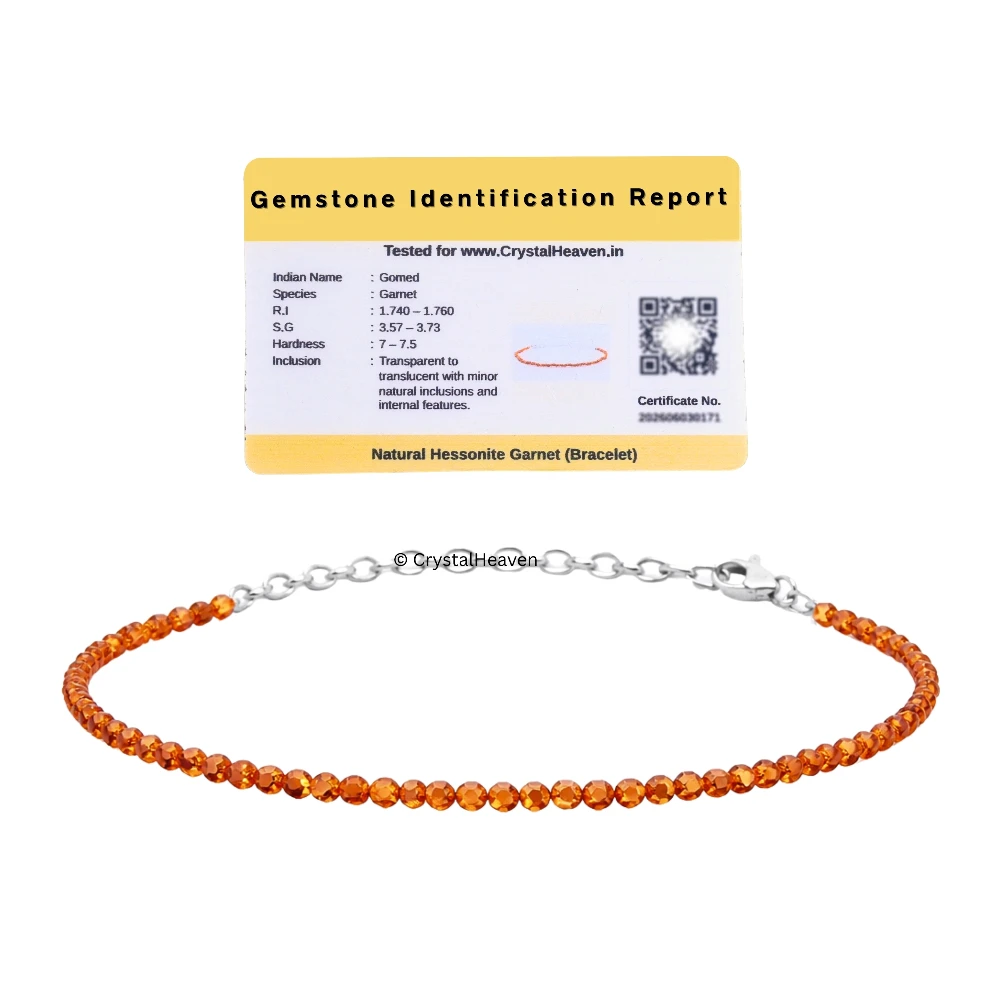Hessonite Garnet Bracelets - 2mm Faceted Beads (Silver)