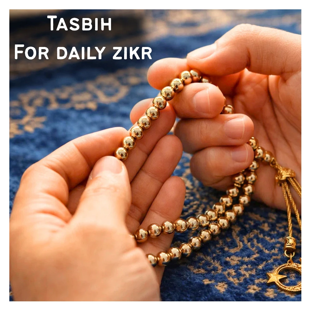 Golden Hematite Crystal Tasbih (Gold)