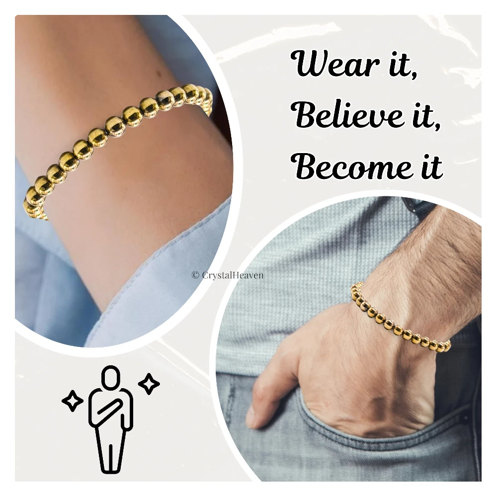 Golden Hematite Healing Crystal Bracelets - 6mm Beads