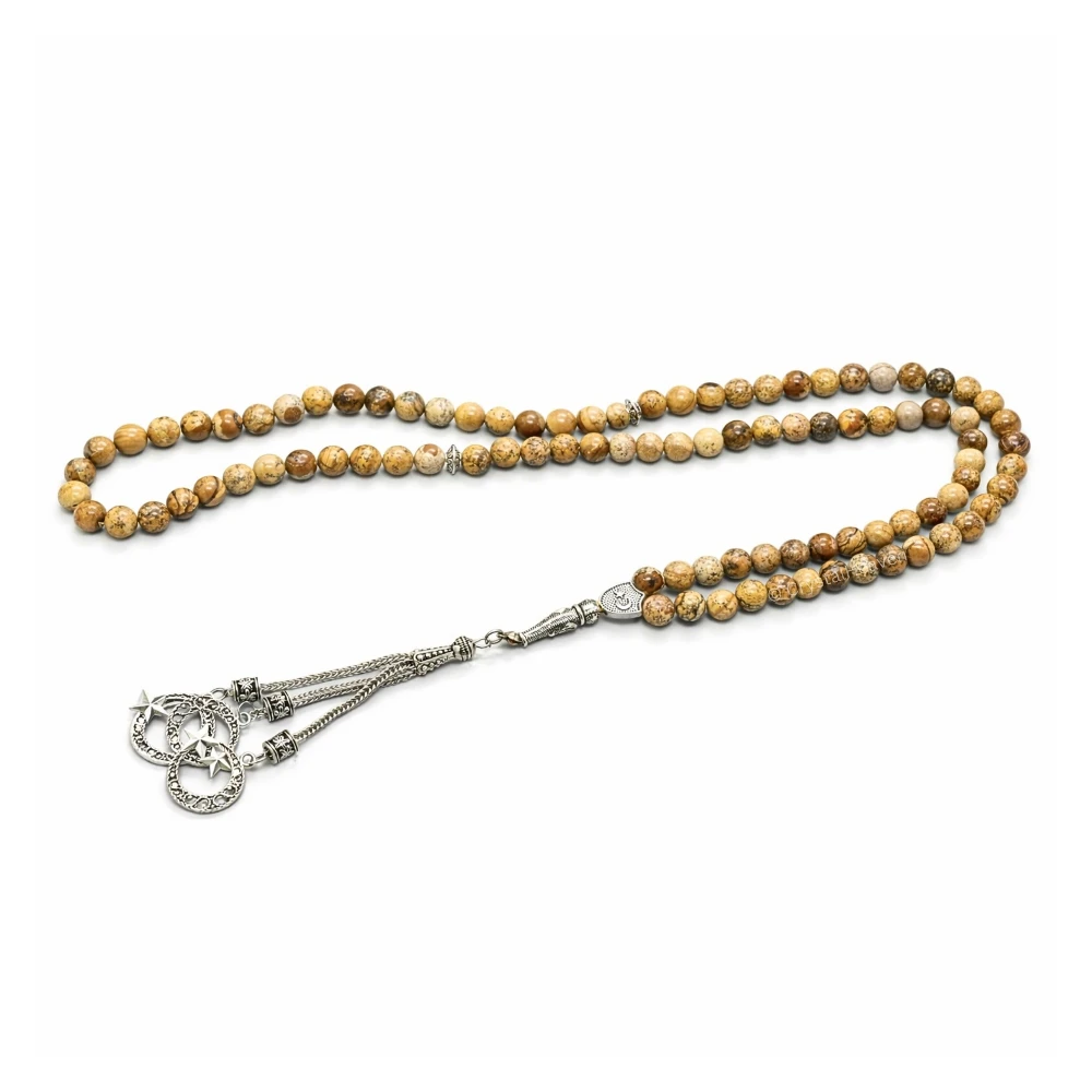 Picture Jasper Crystal Tasbih (Silver)
