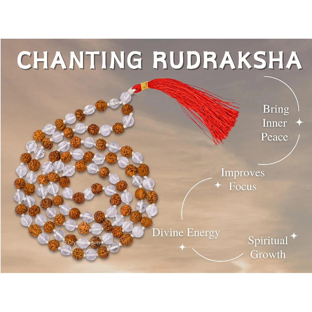 Original Rudraksha Sphatik Mala (Hand Knotted)