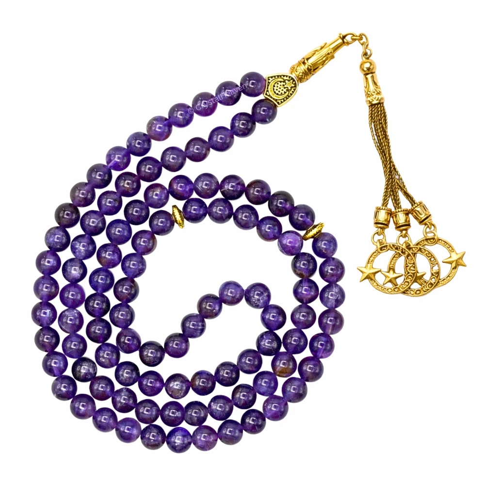 Amethyst Crystal Tasbih (Gold)