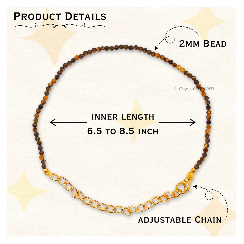 Tiger Eye Bracelets - 2mm Faceted Beads (Gold)