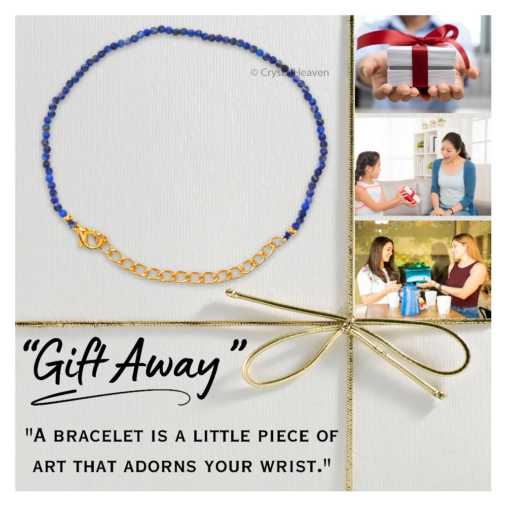 Lapis Lazuli Bracelets - 2mm Faceted Beads (Gold)