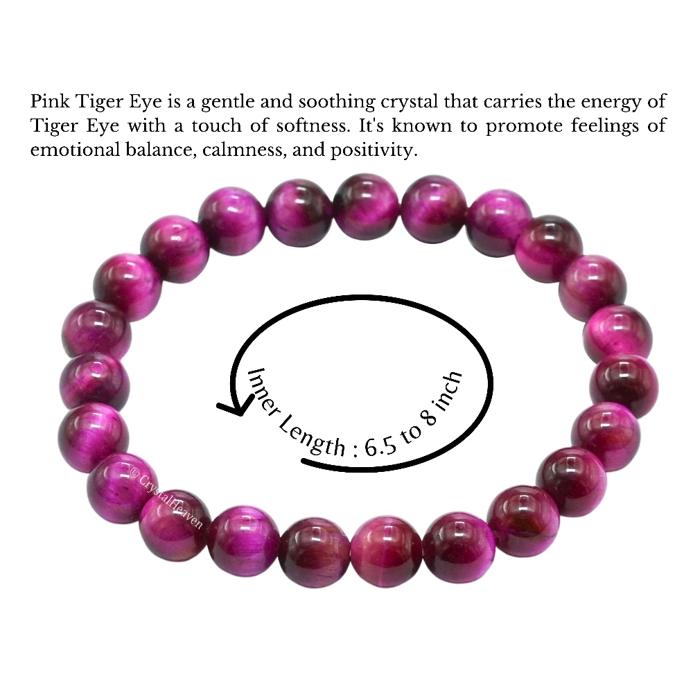 Pink Tiger Eye Bracelet (Elastic)