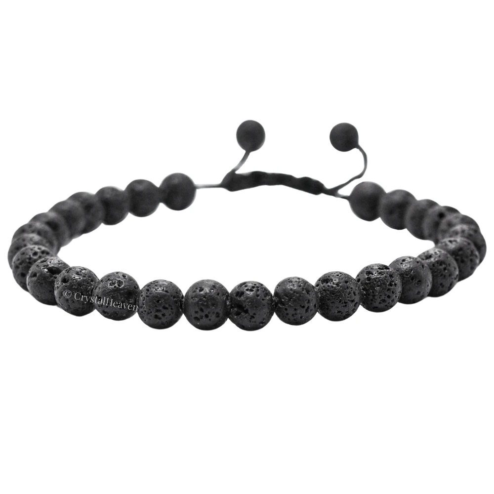 Lava Stone Healing Crystal Bracelets - 6mm Beads (Adjustable)