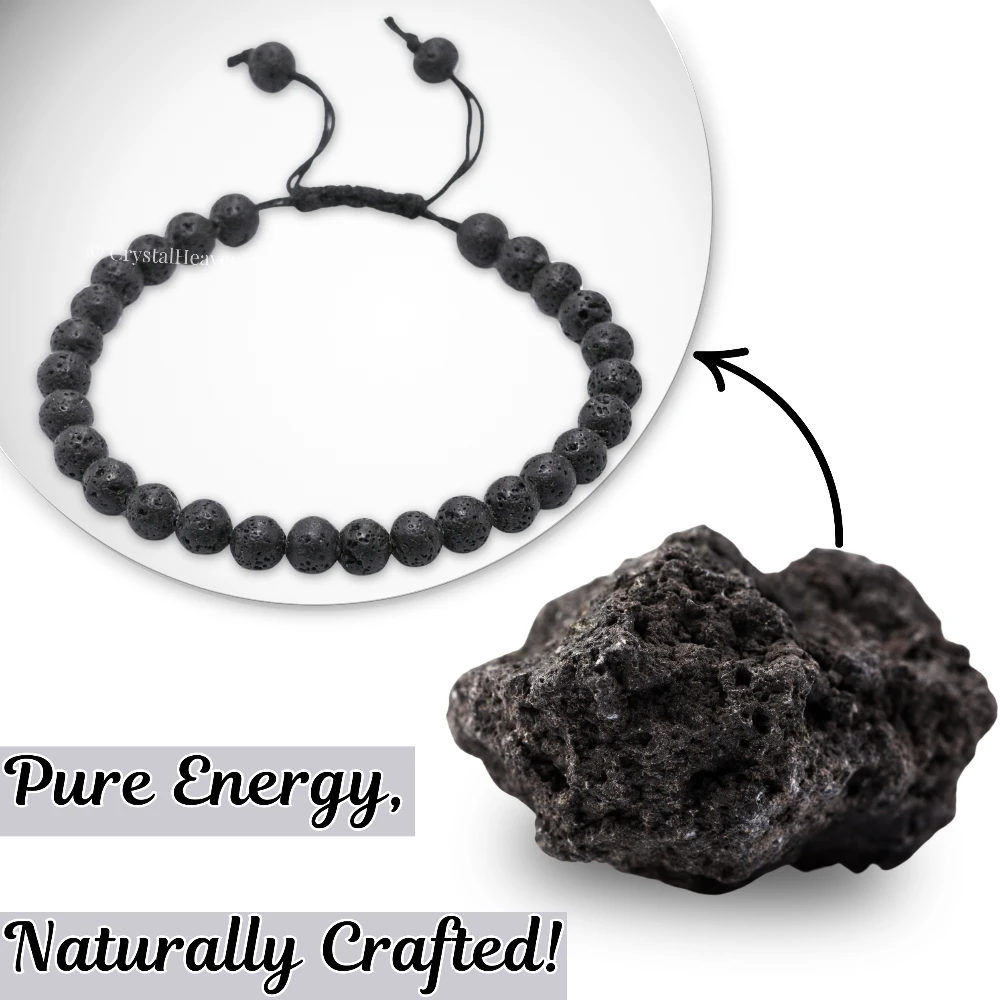 Lava Stone Healing Crystal Bracelets - 6mm Beads (Adjustable)