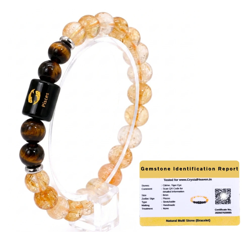 Pisces Bracelet (मीन राशि) - Citrine & Tiger Eye (Only Bracelet)