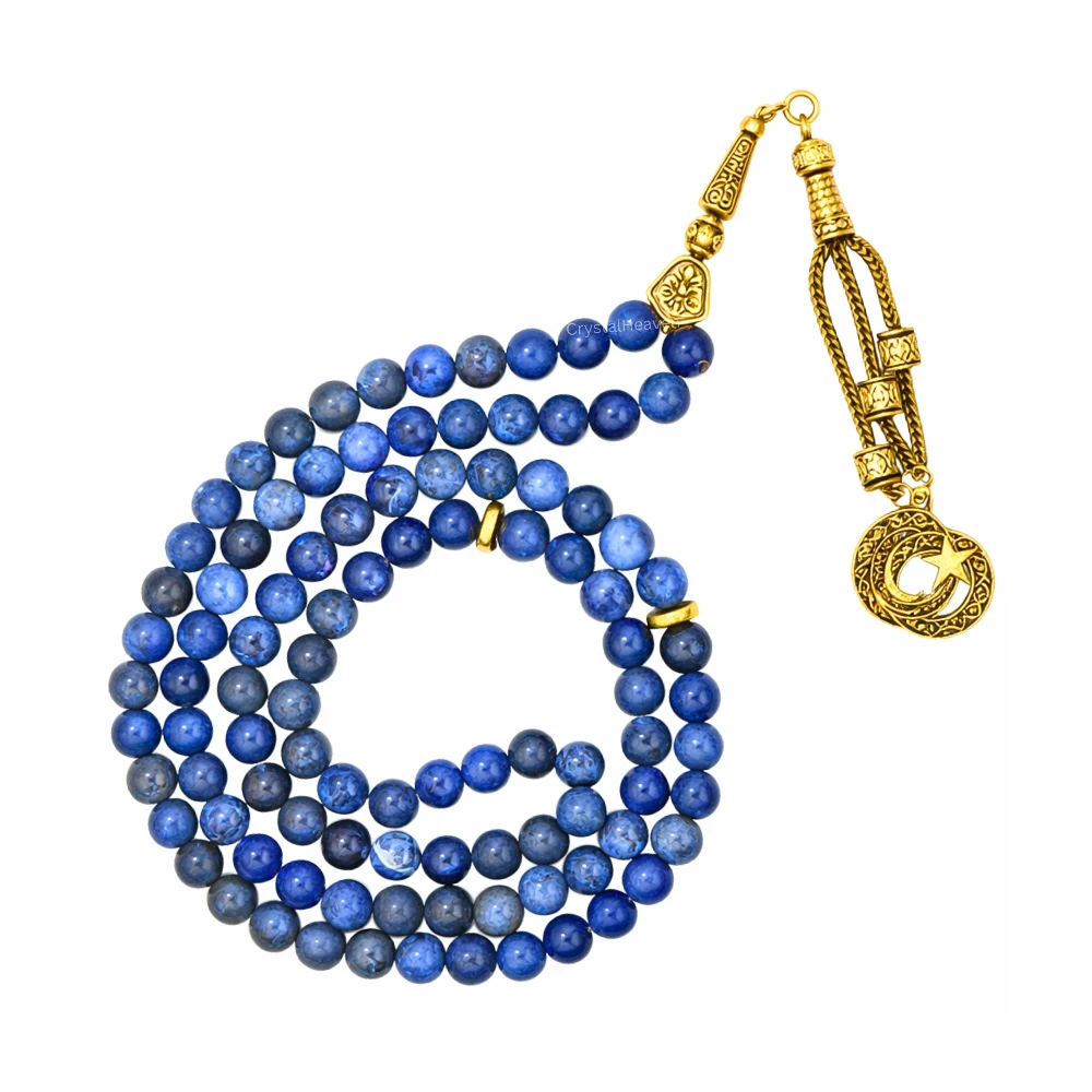 Sodalite Crystal Tasbih (Gold)