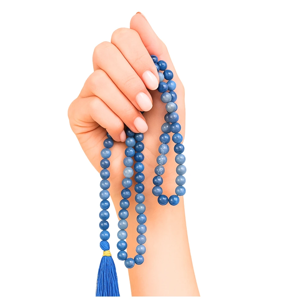 Blue Aventurine Japa Mala (Without Knot)