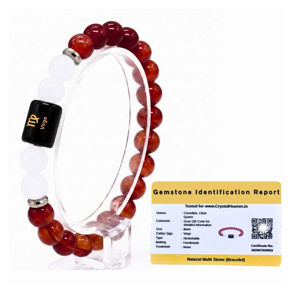 Virgo Bracelet (कन्या राशि) - Carnelian & Milky Quartz
