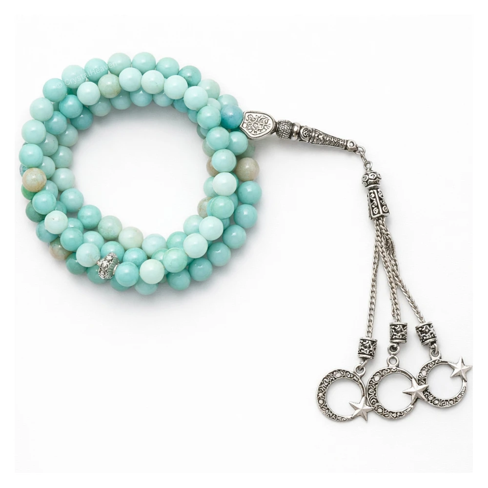 Amazonite Crystal Tasbih (Silver)