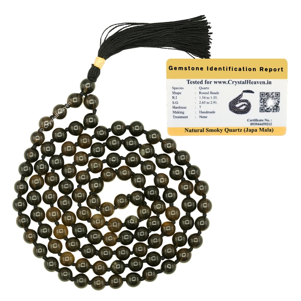 Smoky Quartz Japa Mala (Hand Knotted)