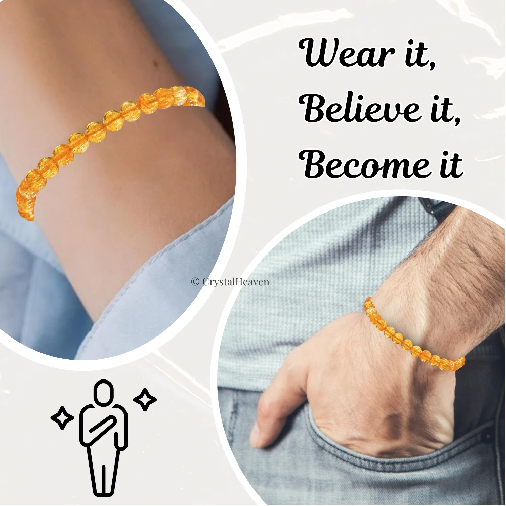 Citrine Onyx Healing Crystal Bracelets - 6mm Beads (Adjustable)