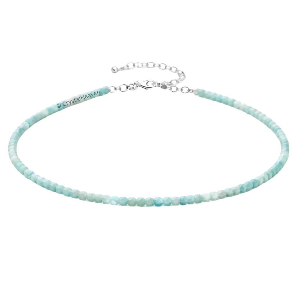 Amazonite Anklet - 2mm Faceted Beads (Silver)