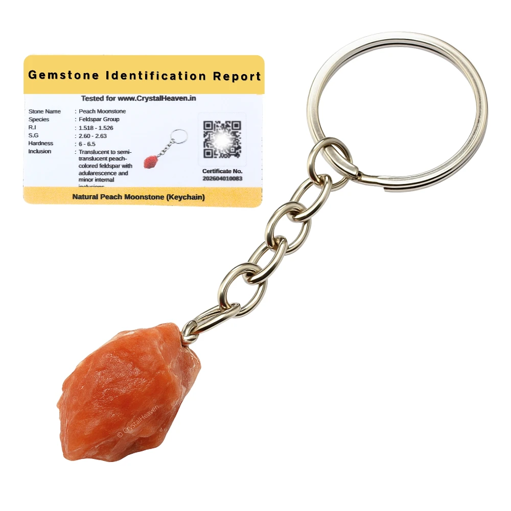 Peach Moonstone Crystal Keychain (Raw)