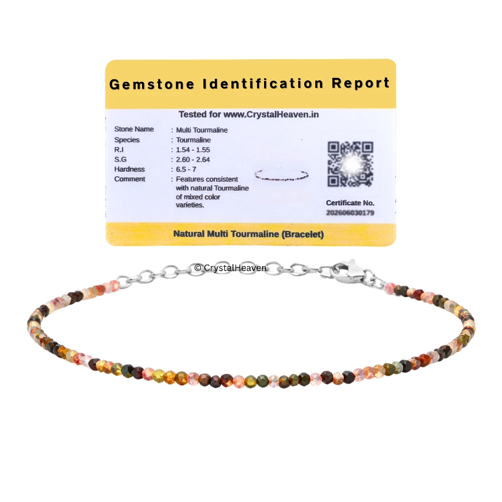 Multi Tourmaline Bracelets - 2mm Faceted Beads (Silver)