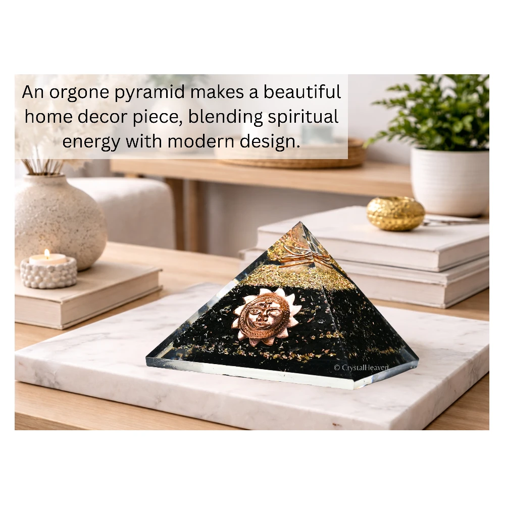 Black Tourmaline Orgone Pyramid (Sun Face)