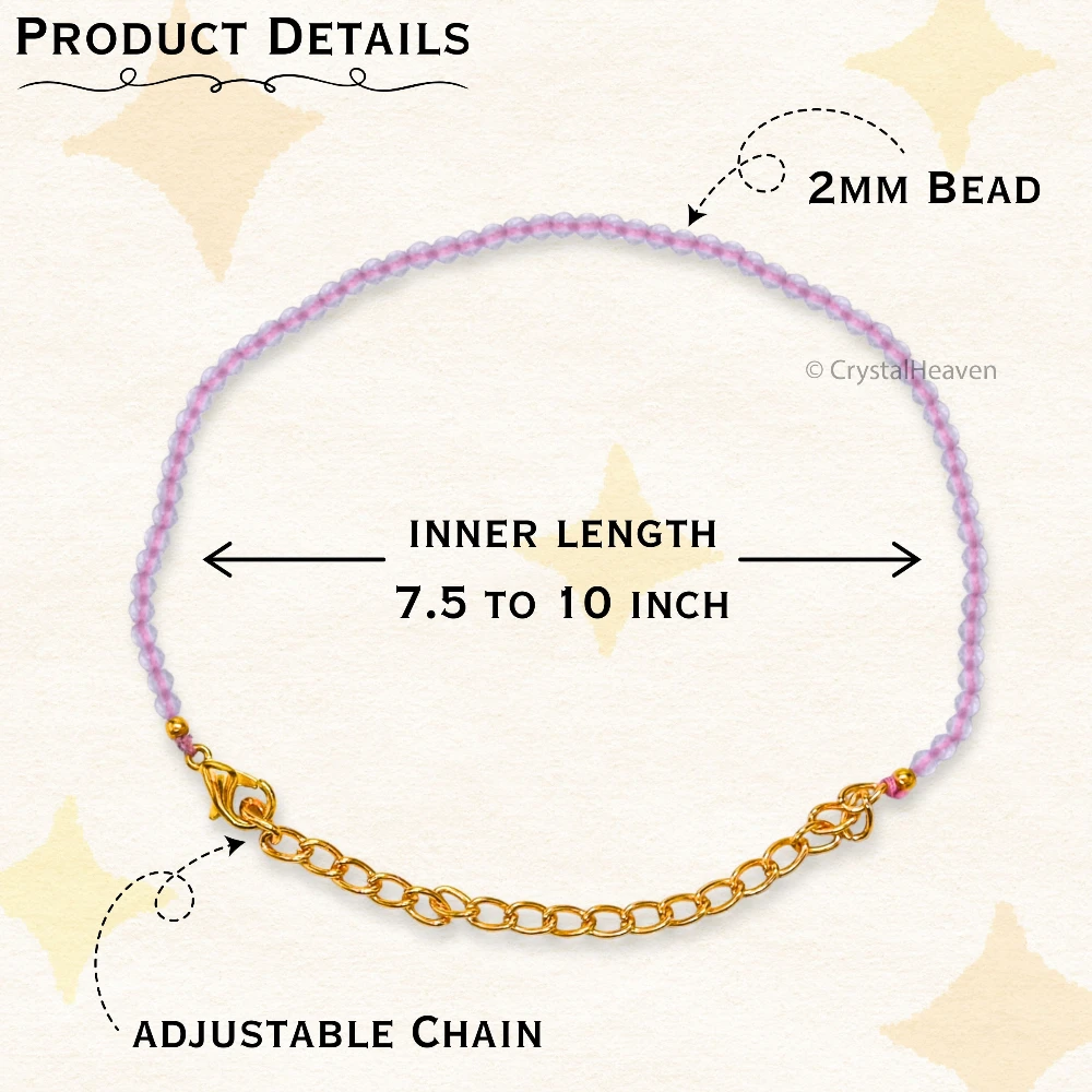 Rose Quartz Bracelets - 2mm Faceted Beads (Gold)