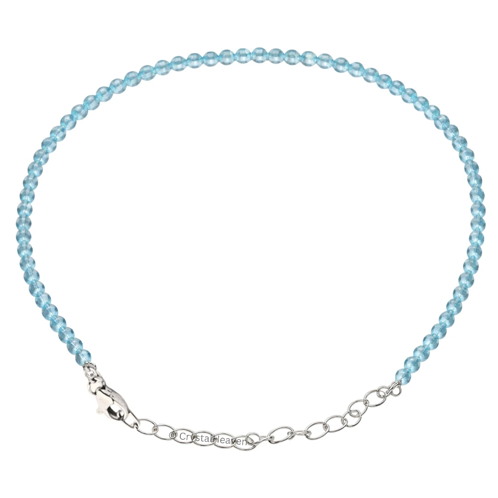 Sky Apatite Bracelets - 2mm Faceted Beads (Silver)