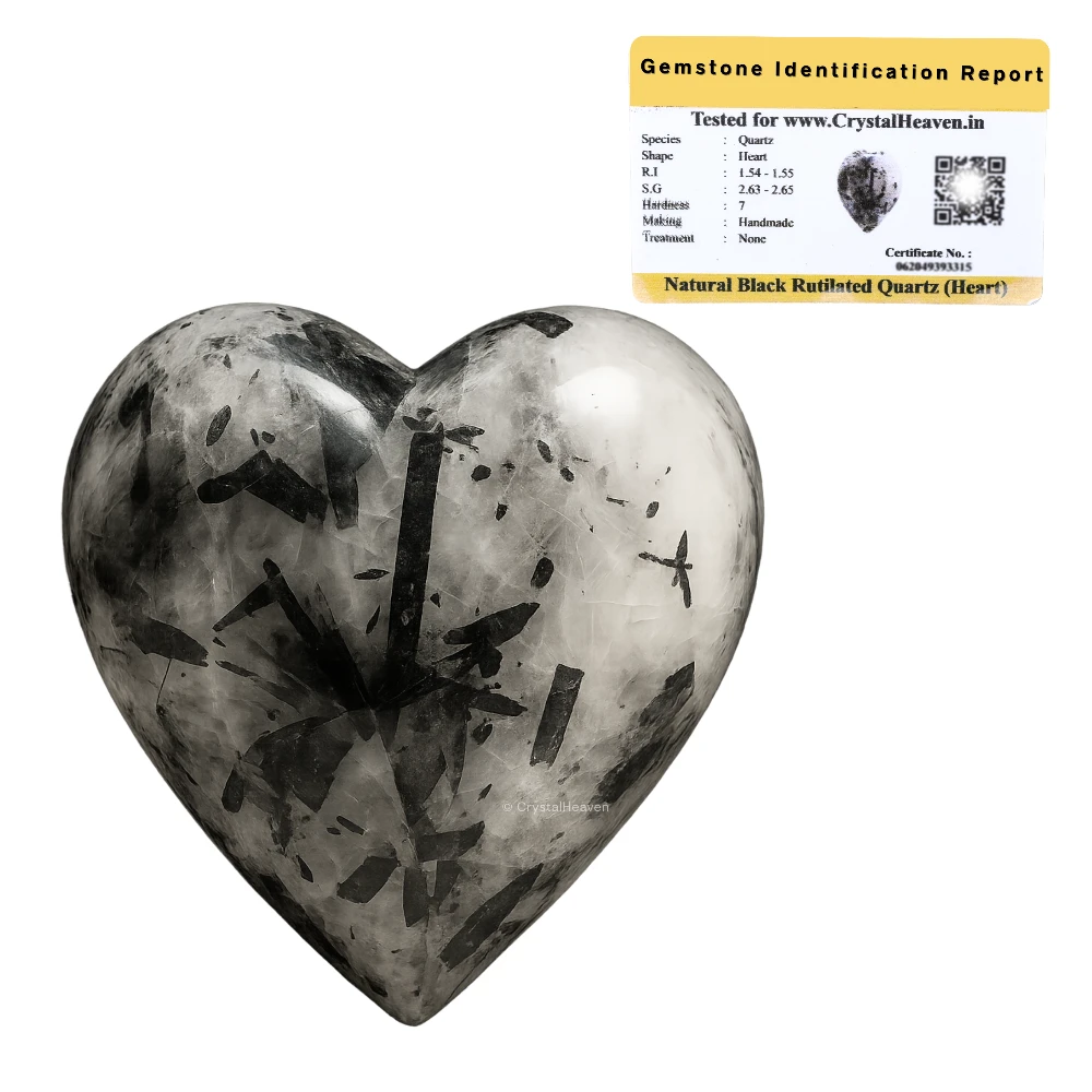 Black rutilated quartz Heart