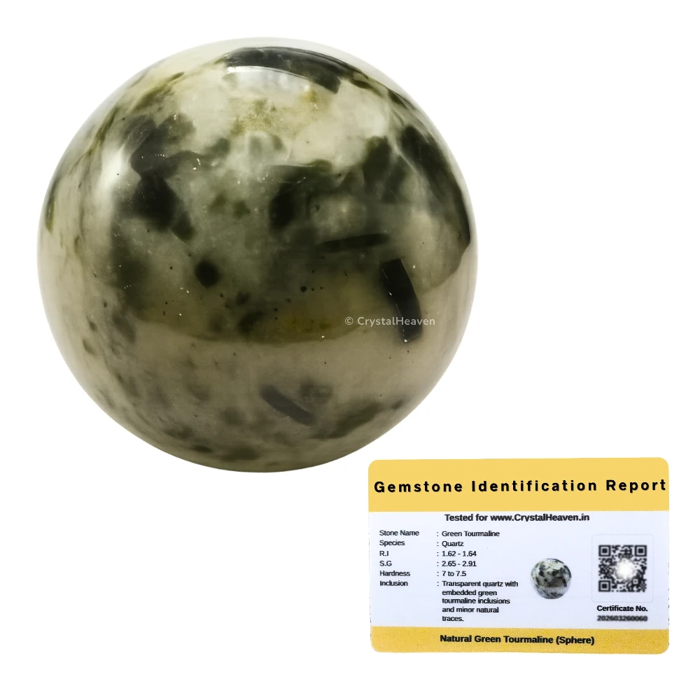 Green Tourmaline in Quartz Sphere (1.5 Inch)