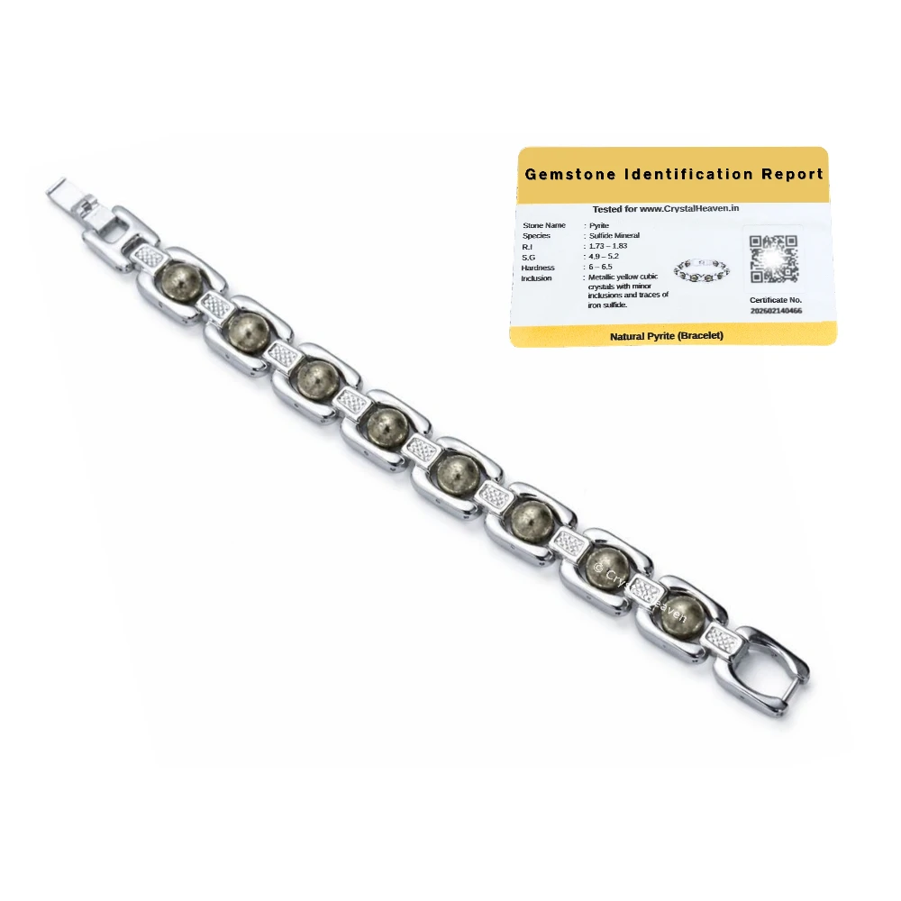 Pyrite Bracelet - Premium Silver Chain