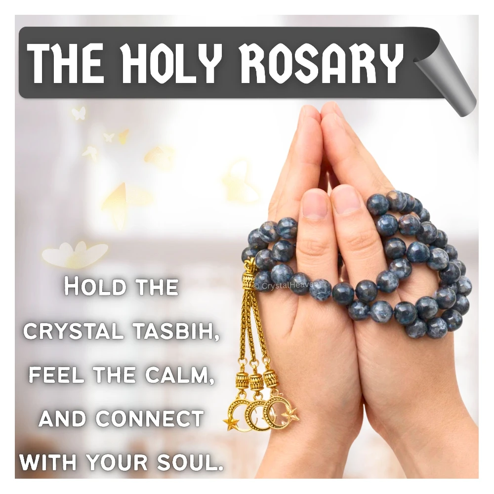 Larvikite Crystal Tasbih (Gold)