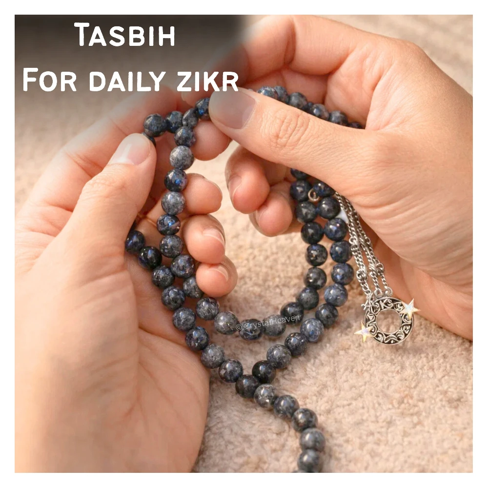 Larvikite Crystal Tasbih (Silver)