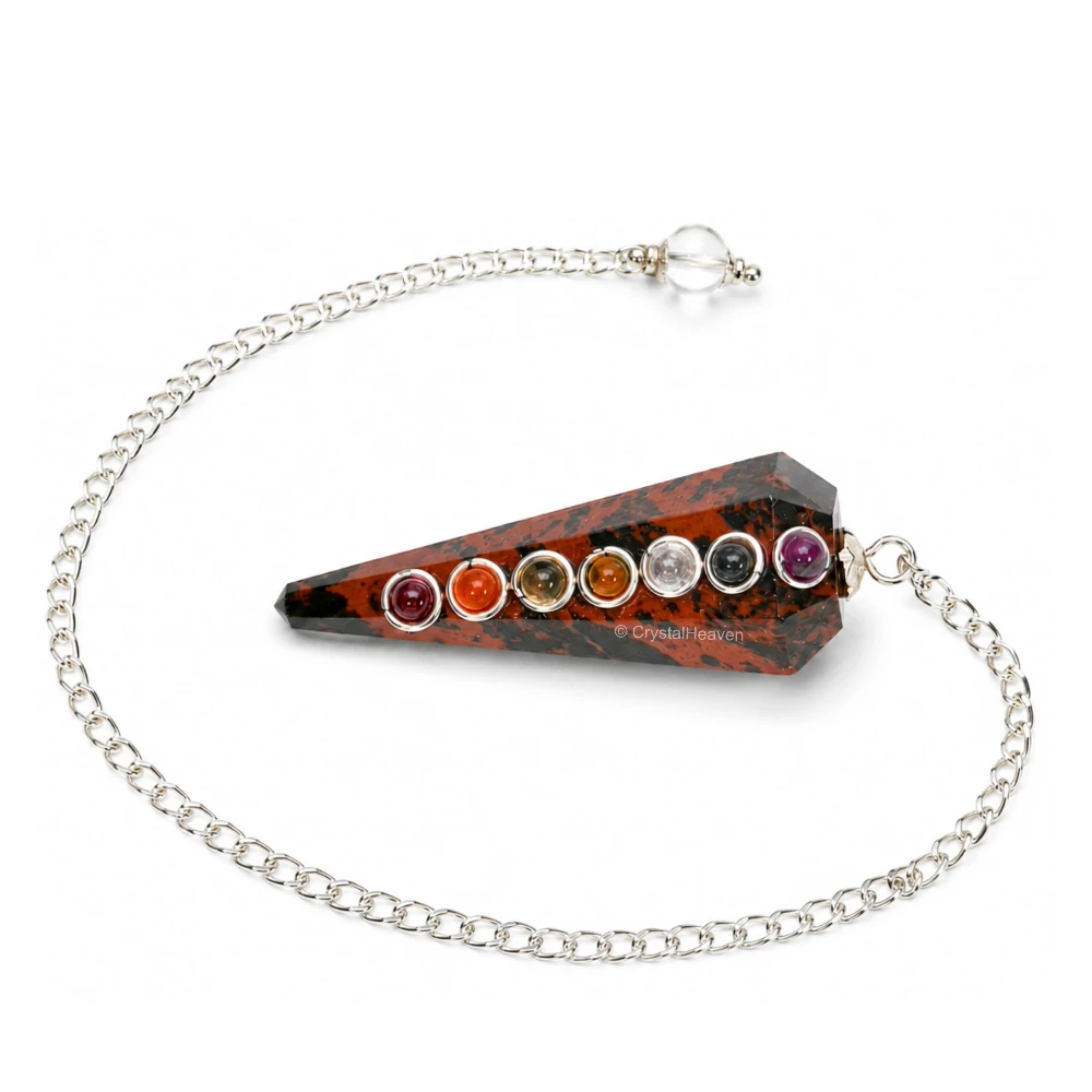 Mahogany Obsidian Pendulum with Chakra Beads