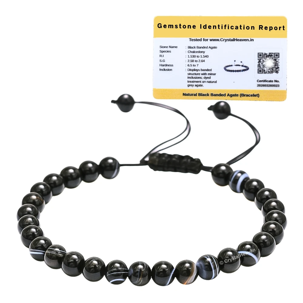 Black Hakik Healing Crystal Bracelets - 6mm Beads (Adjustable)