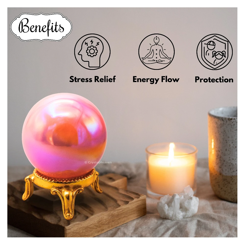 Angel Aura Rose Quartz Sphere (1.5 Inch)