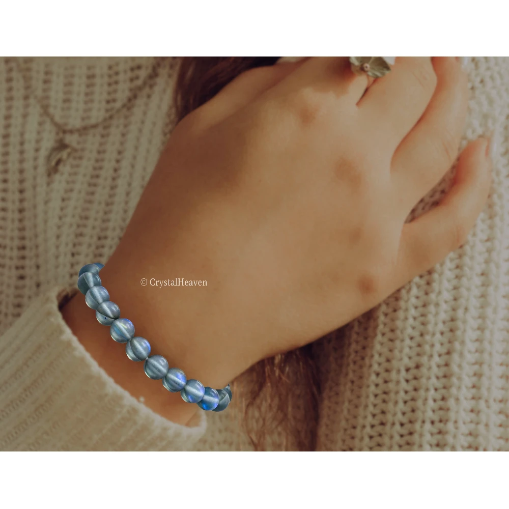 Grey Mermaid Glass Bracelet (Elastic)