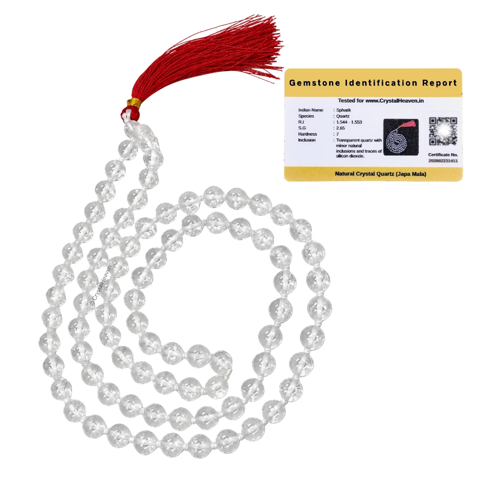 Sphatik Mala - B Grade 108 Beads (8mm) (Hand Knotted)