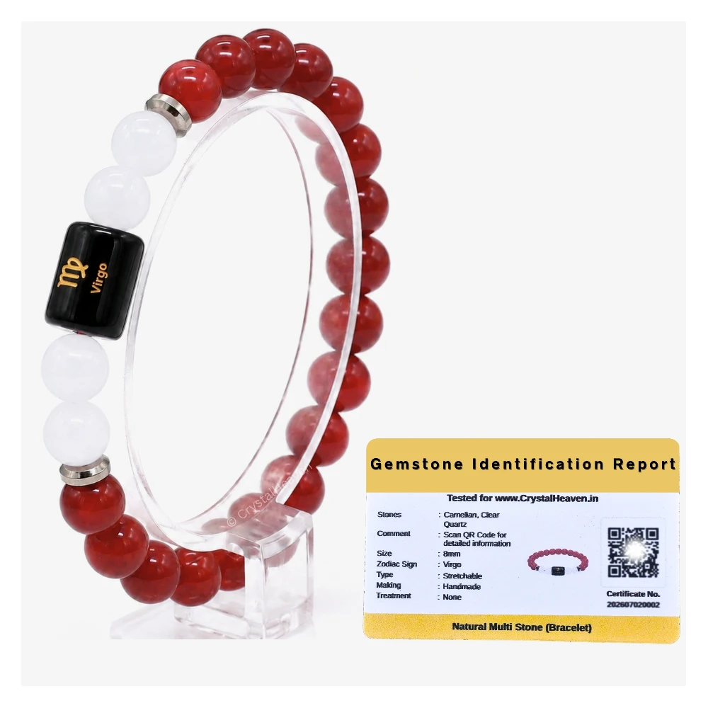 Virgo Bracelet (कन्या राशि) - Carnelian & Milky Quartz (Only Bracelet)