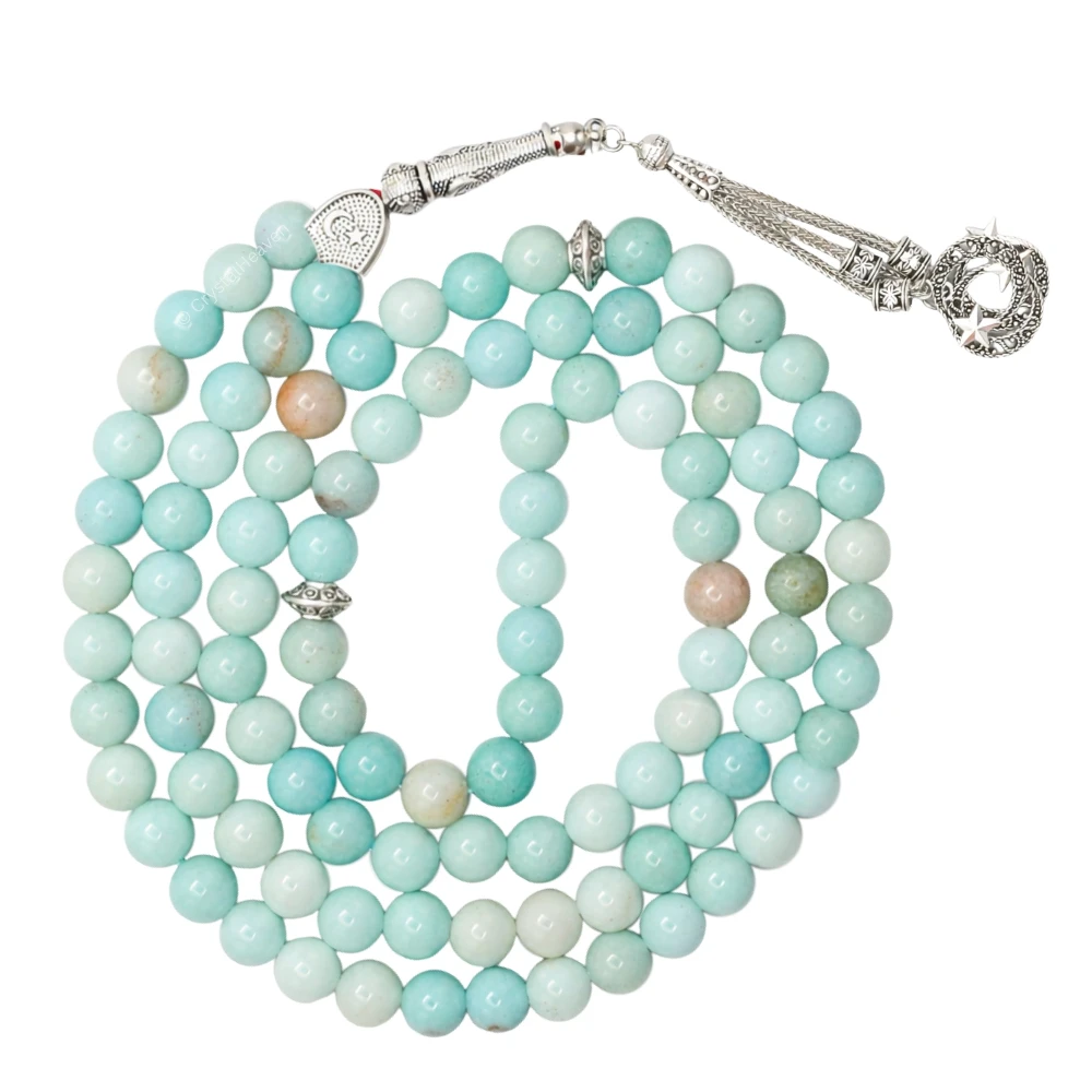 Amazonite Crystal Tasbih (Silver)