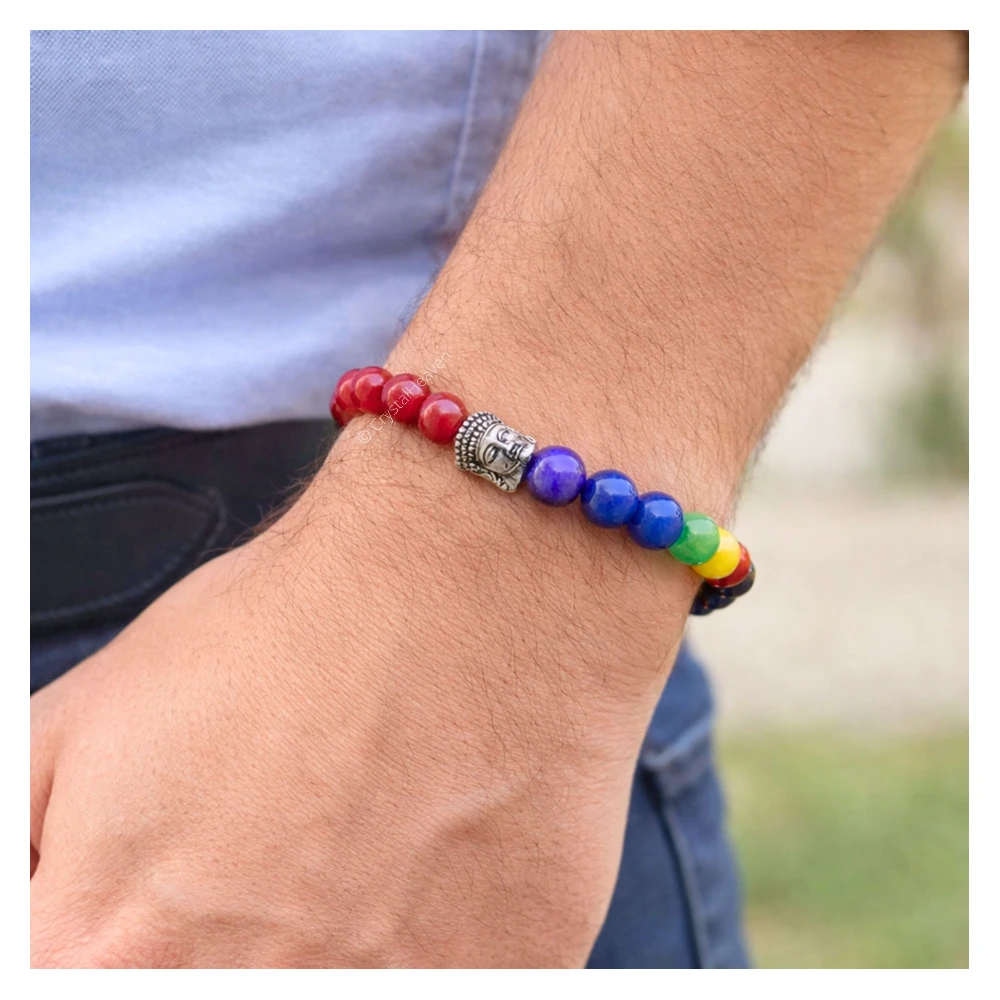 Red Onyx Chakra with Buddha Bracelet (Elastic)