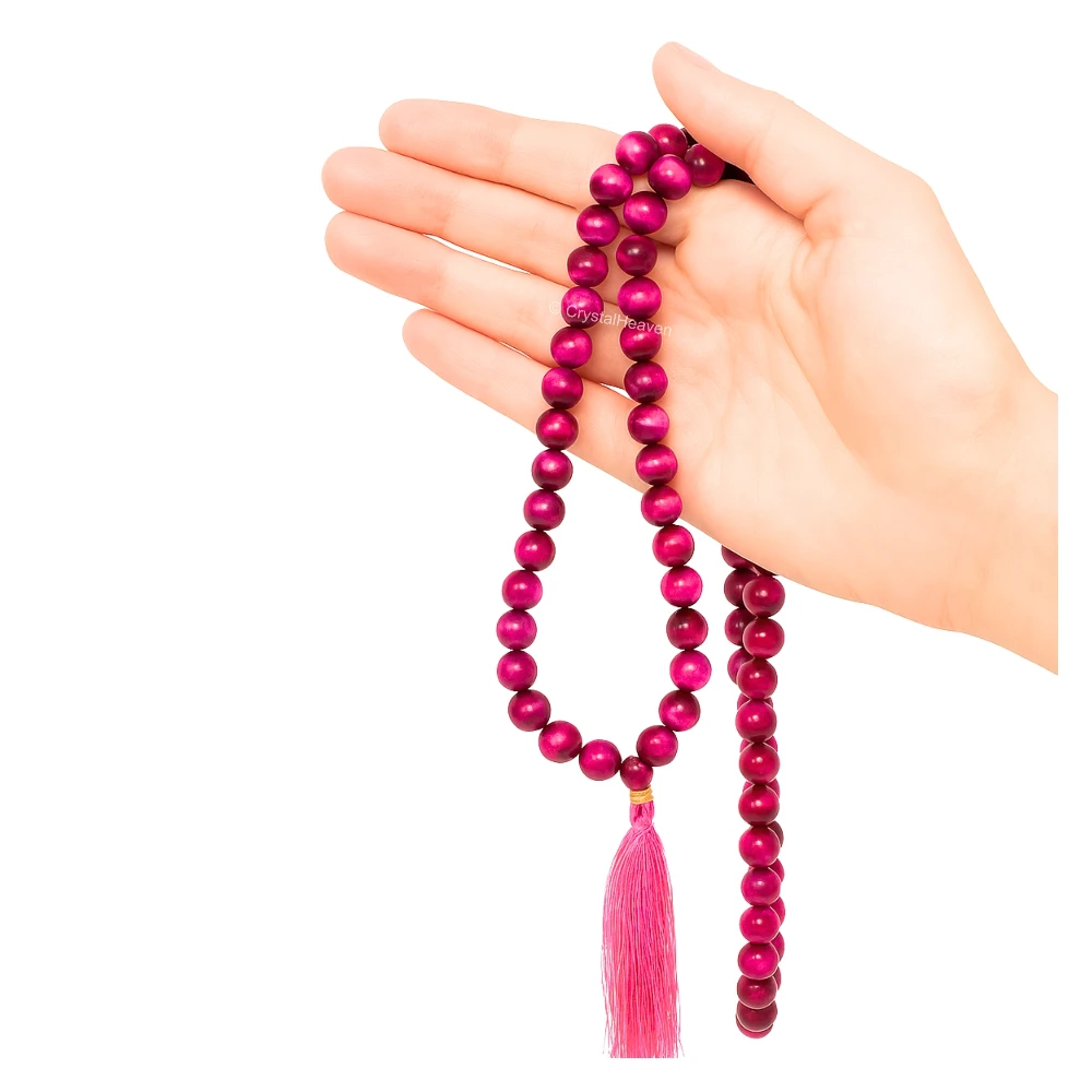Pink Tiger Cat's Eye Japa Mala (Without Knot)