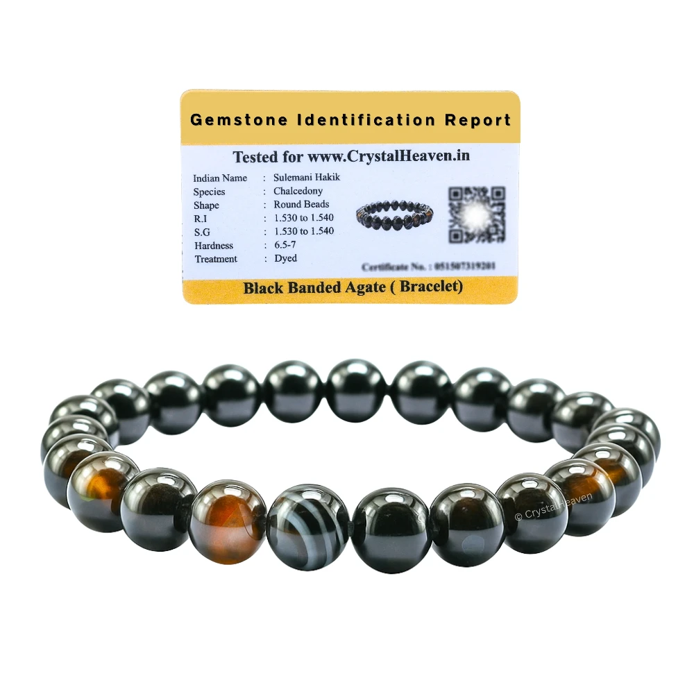 Black Banded Agate Hakik Bracelet (Elastic)