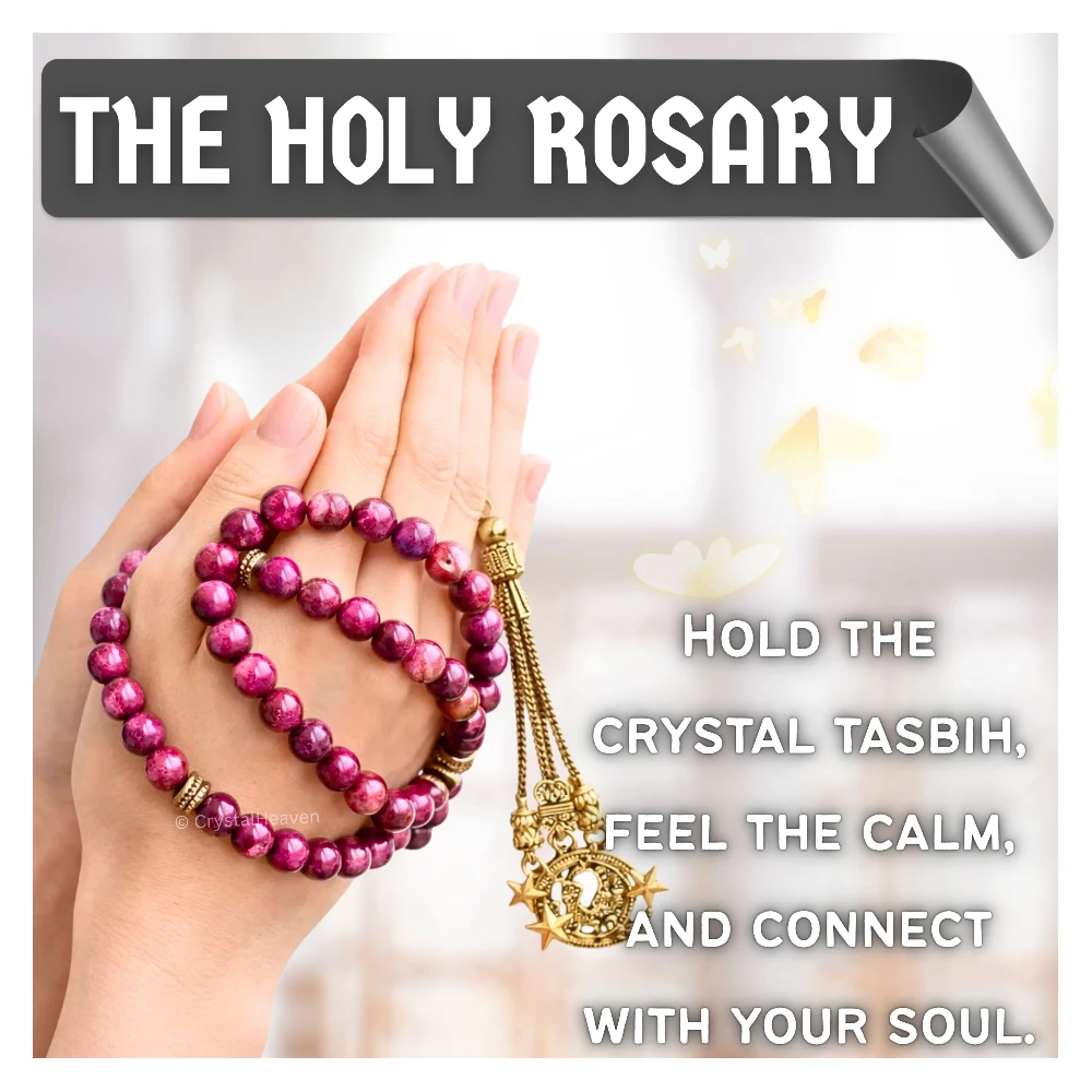 Pink Tiger Eye Crystal Tasbih (Gold)