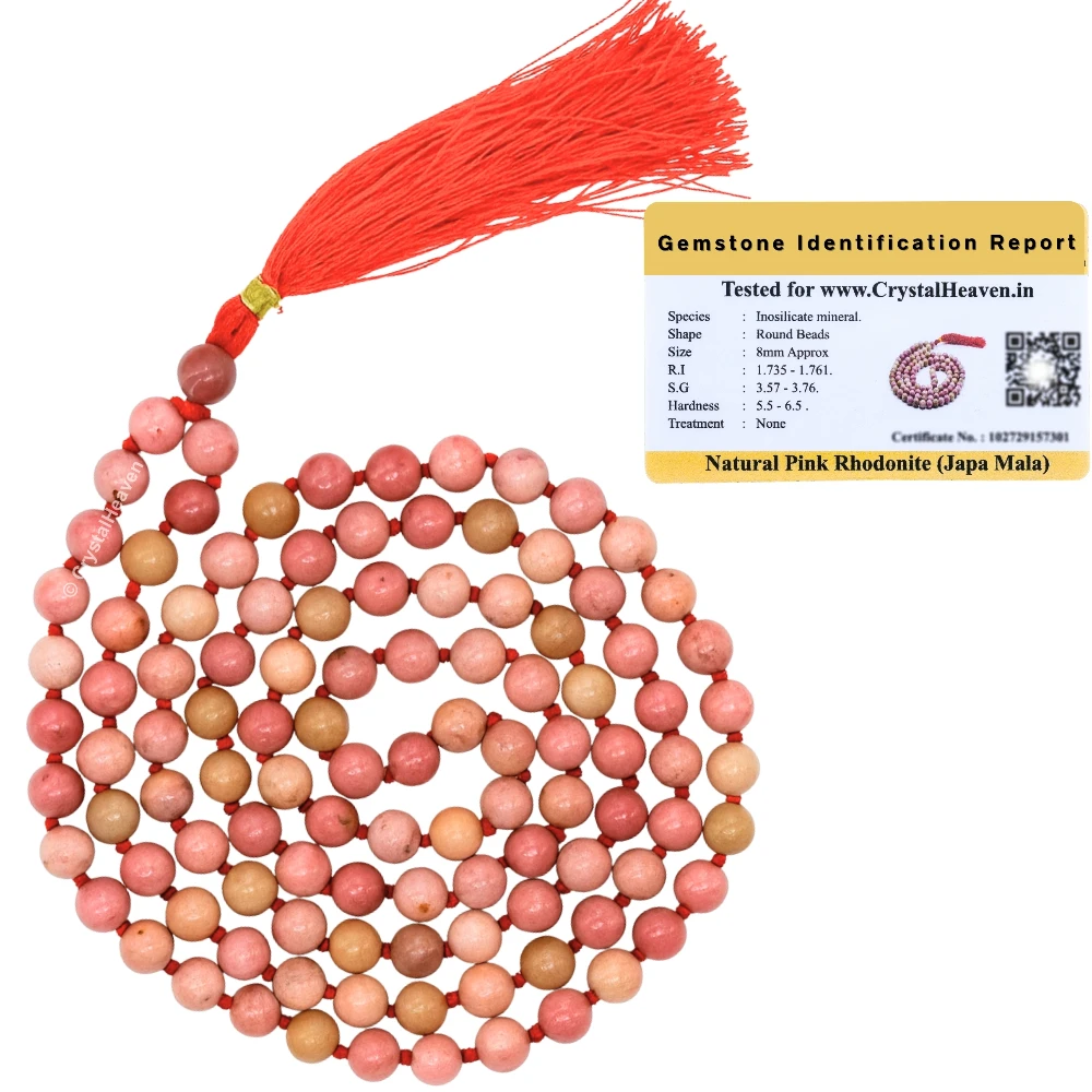 Pink Rhodonite Japa Mala (Hand Knotted)