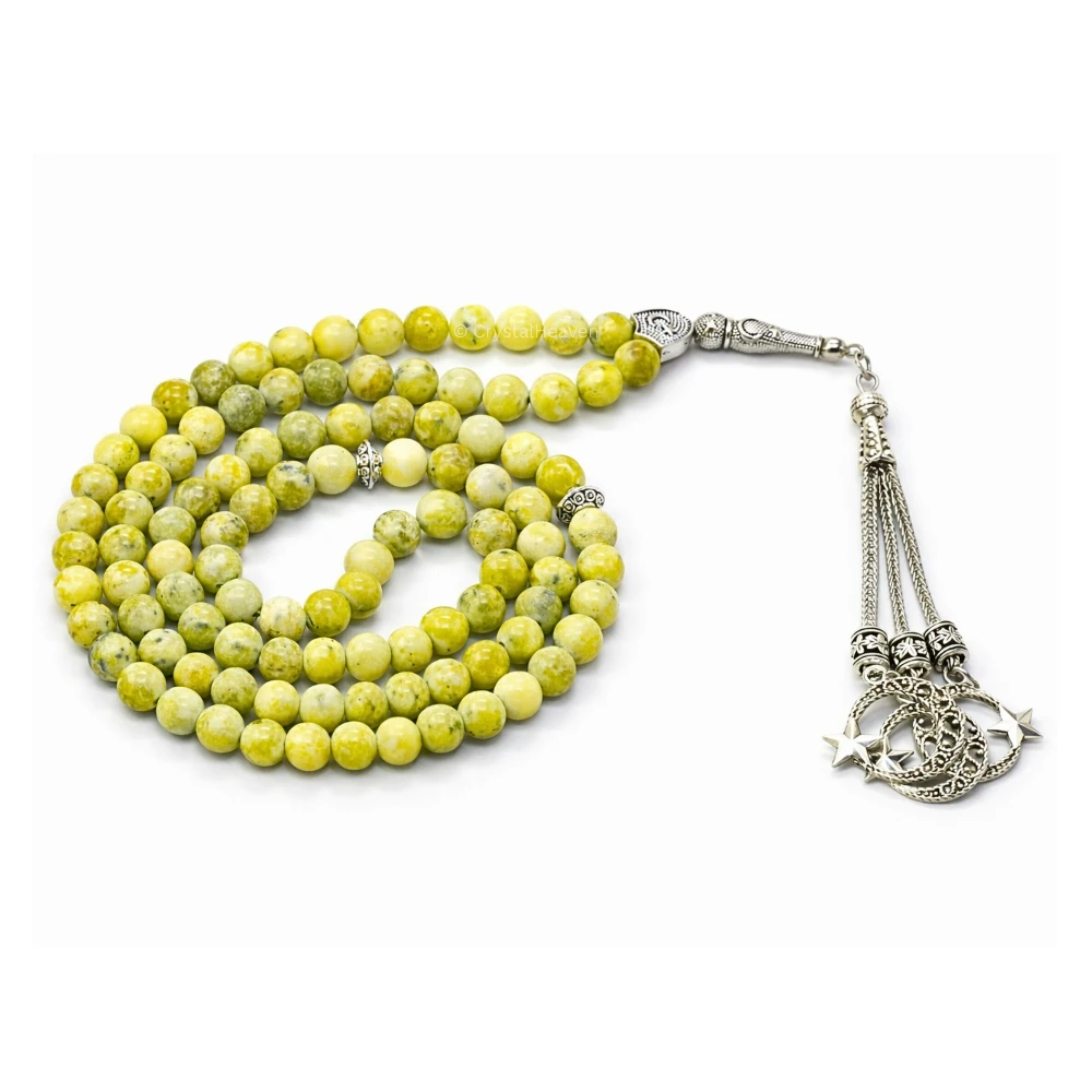 Serpentine Crystal Tasbih (Silver)