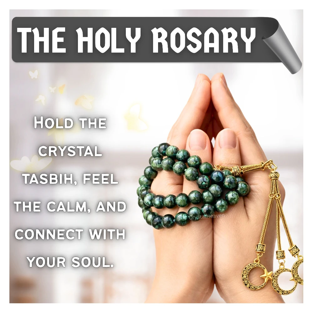 Kambaba Jasper Crystal Tasbih (Gold)