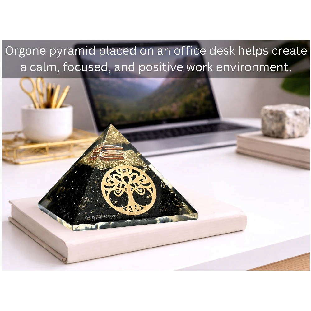 Shungite Orgone Pyramid (Round Tree Of life)