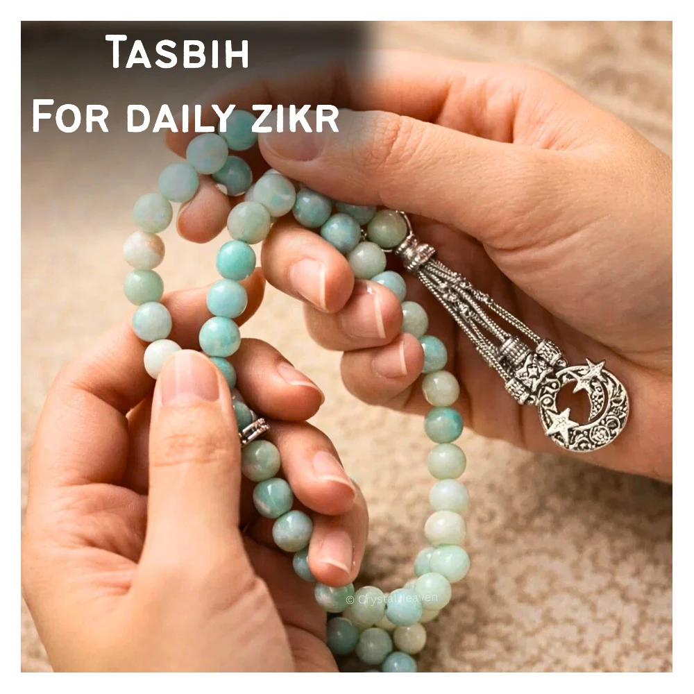 Amazonite Crystal Tasbih (Silver)
