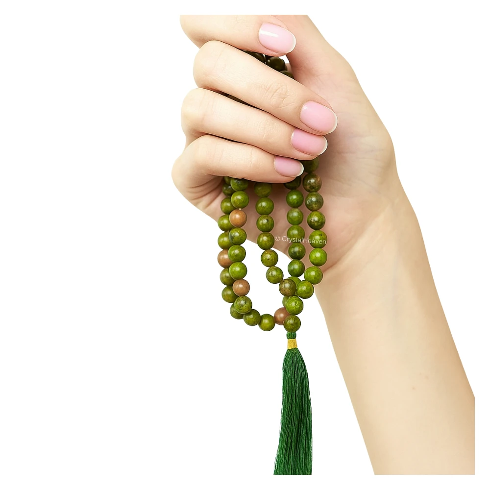 Unakite Japa Mala (Without Knot)